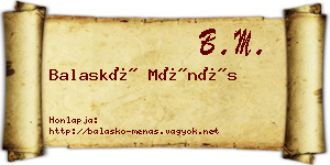 Balaskó Ménás névjegykártya